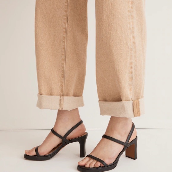 Madewell black and brown/tan Cherelle slingback leather heel sandal US size 8 - Picture 2 of 7